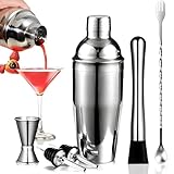 Retoo Cocktail Set, Stainless Steel Cocktail Shaker Bar Set, 750ML Bar Tool Set, 6 Teiliges Edelstahl Shaker Bar Zubehör, Professionelles Cocktail Mixing Set, Barware Set für Zuhause oder die Bar