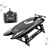 Kisangel 1Satz Ferngesteuertes Boot Hochgeschwindigkeits Rennboot für Erwachsene Wasserdichtes für Pools und Seen Schwarz