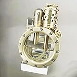 Handgemachtes reines Kupfer-Benzin-Feuerzeug-Quarz sichtbare transparente Öltank-Feuerzeuge tragbare runde Vintage antike Sammlungsgeschenk for Mann (Color : Gold)