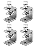 QWORK® 4 Stück 304 Edelstahl C Zwingen, Hochleistungs C Klemme, für Heimwerker Holzbearbeitung, Schweißtischlerei, Silber