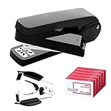 Sonwaha Tacker, Heftgerät 360° Drehbar Hefter mit 5000 Stück Heftklammern 24/6 und Heftklammerentferner Tacker Büro Heftgerät Stapler Klammeraffe Tucker Klammermaschine Büroset Schwarz