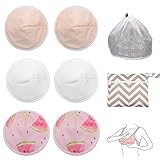 6 StüCk Stilleinlagen Waschbar Waschbare Stilleinlagen Breast Pads Nursing Pads Wiederverwendbare Breast Pads,Unsichtbare Cup-FöRmig,Bequem Und Atmungsaktiv,Mit WäSchenetze Und Tragetaschen