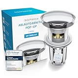 Bächlein Universal Ablaufgarnitur mit Überlauf (Chrom) - Pop Up Ventil für Waschbecken und Waschtisch – Ablaufventil Abflussgarnitur aus Messing mit Einbauanleitung