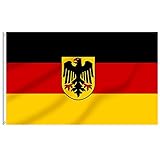 FLAGBURG Deutschland Flagge 150 x 250 cm mit Adler Deutschland Flagge mit Adler Deutschland Flagge Wetterfest Leinwand-Header und Doppelt Genäht Langle für Draußen und Drinnen