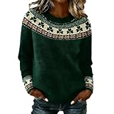 St Patricks Day Sweatshirt Damen Lucky Irish Clover Kleidung Grüne Kleeblatt Pullover Saint Patricks Day Oberteile Lustig Festival Shirt Lässige Lose Langarmshirt Vierblättriges Sportshirt
