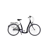 HAWK City Comfort Premium Damenfahrrad 28 Zoll Schwarz I Stadtfahrrad I Leichtes Damen Fahrrad mit 3 Gang Nabenschaltung & Felgenbremse