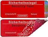 50 Stk - Sicherheits-Siegel mit Seriennummer ohne Rückstände - 70x25mm rot, beschreibbar - Sicherheitssiegel, Sicherheitsetiketten, selbstklebende Siegel, Verschlusssiegel, Security label, Aufkleber