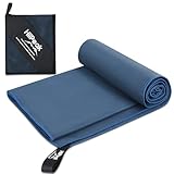 HiiPeak Mikrofaser Handtuch (180 cm x 90 cm) kompakt und leicht microfaser handtücher fitness Handtuch Schnelltrocknend saugfähiges Sporthandtuch Fitnessstudio Schwimm und Gym Handtuch (Marineblau)