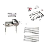 Edelstahl Mangal Holzkohlegrill mit Kohlebehälter + Spießdreher 9er + Motor + 20 Spiesse (230V-Motor)