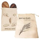 WSYJWEX 2 PCs Leinenbrotbeutel natürlicher Brotbeutel tragbare Taschen für hausgemachte Wiederverwendbare Sauertaschen Multifunktionaler Speicher für Lebensmittel täglich