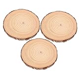Lurrose 3 Stück Garten Trittsteine aus Holz Natürliche Holzscheiben für Gartenweg Terrasse DIY Dekoration Leicht und Robust für Außenbereich und Gartenpfade