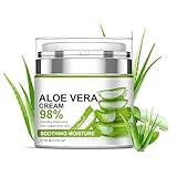 Feuchtigkeitsspendende Gesichtscreme Mit Aloe Vera,Gesichtscreme mit 98% Bio-Aloe Vera,Feuchtigkeitscreme Für Das Gesicht Gegen Falten, Für Trockene Haut,Aknenarben,Weiche,Feuchtigkeitsspendende