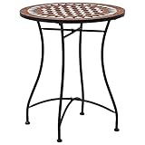 ShCuShan Bistrotisch Mosaik Keramik Braun 60 cm Bistrotisch Outdoor Mosaiktisch Tisch FüR Sonnenschirm Kleiner Tisch Balkon Gartentisch