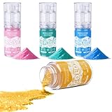 Essbares Glitzer Spray - 4 Farben Lebensmittel Glitzer für Getränke, Geschmacksneutrales Lebensmittelfarbe Pulver
