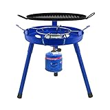 3in1 Camping Gasgrill mit 3 Anschlussmöglichkeiten (Kartuschen oder Gasflasche) Partygrill Gaskocher Campingkocher Herd Gasherd Kochfeld Kocher Grill Outdoor inkl. Grillplatte Mini