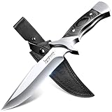 Japaknives Outdoor Messer Survival Scharf Jagdmesser Feststehende Klinge Full Tang Bushcraft Messer mit Lederscheide für Männer Camping Jagd Wandern Abenteuer