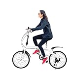 CUMELLIIR 20 Zoll Fahrrad Klappbar, Klapprad Erwachsene Leicht 6-Gang Höhenverstellbar, Klappfahrrad Erwachsene für Draußen Radfahren Pendeln, Weiß