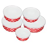 Holibanna 5 Stück Emaille Schüssel Mit Deckel Große Salatschüssel Unzerbrechliche Schüsseln Chrom Salatschüssel Kleine Schüsseln Mit Deckel Emaillegeschirr Suppenschüssel Mit Deckel