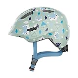 ABUS Kinderhelm Smiley 3.0 - Fahrradhelm mit tiefer Passform, kindergerechten Designs & Platz für einen Zopf - für Mädchen und Jungs - Hellgrün mit Muster, Größe S