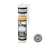 Isolbau Sanitär Silikon 1 x 300 ml Grau - Hochelastischer Silikon-Dichtstoff für Abdichtungen & Fugen – Schimmelresistent, wasserdicht - Kartusche