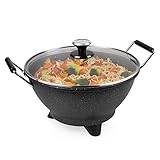 Princess Stir-Fry Elektro-Wok - 1400 Watt, 7 Liter, 35 cm Durchmesser, Regulierbarer Thermostat, Marmorbeschichtung, Schwarz, 162389
