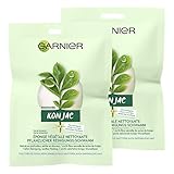 Garnier Konjac Pflanzlicher Reinigungs-Schwamm, Naturkosmetik, Konjac Schwamm, Gesichtsreinigung und Peeling (2 Stück)