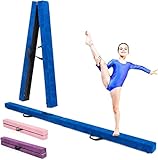 RELAX4LIFE Schwebebalken Kinder 210 cm, Balancierbalken zusammenfaltbar, Balance Beam Klappgymnastik mit rutschfester Basis, Übungsbalken mit Einbauscharniere & Schaumstoff, Gymnastik zu Hause (Blau)