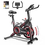 Heimtrainer Fahrrad mit APP, Bis 150 KG Hometrainer Fahrrad mit Tablet Halterung magnetischem Widerstand, Ergometer Heimtrainer, Fahrrad Indoor mit komfortablem Sitzpolster