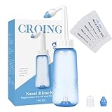 CROING - 40x Salz + 1x Nasendusche (300ml) - Neti pot, Nasendusche Nasenspülung Nasenreinigung Nase Spülen, Sinus Rinse