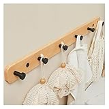 Wandgarderobe, Garderobenleiste, Kleiderbügel-Wandhalterung mit 3–6 Haken for Aufhängen von Mänteln, Hakenleiste, Hakenleiste for Hüte, Jacken, Kleidung, Handtücher(Svart,55 * 5cm)