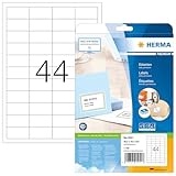 HERMA 5051 Universal Etiketten, 25 Blatt, 48,3 x 25,4 mm, 44 pro A4 Bogen, 1100 Stück, selbstklebend, bedruckbar, matt, blanko Papier Klebeetiketten Aufkleber, weiß