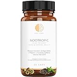 Nootropic | Sehr hohe Potenz besser als 5 HTP für Focus, Konzentration, Gehirnfunktion, geistige Beweglichkeit & Gedächtnis | Bacopa monnieri, Ginkgo biloba, Tyrosin, Theanin, Koffein, B6 & B12