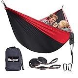 Unigear Hängematte 2 Personen Ultraleicht, 320X200cm Hammock Reisehängematte Camping Outdoor Garten Hängematten aus Fallschirmseide 300kg Tragelast, mit 1 Paar Aufhängeset+2 Alu Karabiner