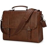 IGOLUMON Aktentasche Herren Wasserdicht Umhängetasche Herren 15,6 Zoll Laptoptasche Vintage Arbeitstasche Messenger Bag Laptop Schultertaschen Braun