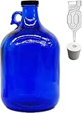 lilawelt24 Weinset Flasche -GÄRBALLON + STOPFEN + GÄRRÖHRCHEN |Blaue 5L Flasche |Weinballon Glasballon Weinflasche| Likörflaschen |Essig-Öl Flaschen | Schnapsflaschen |Karaffe |Wasserflasche|