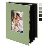 Fotoalbum klein Einsteckalbum 10x15 – 24 Taschen Mini Fotoalbum mit Fenster – Fotobuch zum Selbstgestalten für Hochzeit, Baby & Reise – Hellgrün
