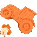 Soaeixa Backform Traktor, Backform für Kuchen, Traktor Silikon, Kindergeburtstag 3D Silikon Backform, Auto Form Silikonform, für Kindergeburtstag Kuchen Brot Eis Dessert Schokolade (orange Farbe)