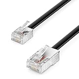 deleyCON 3,0m Telefonkabel RJ11 auf RJ45 Modularkabel Flachkabel RJ11 Stecker zu RJ45 Netzwerk Stecker Telefondose Modem Router Fax ISDN DSL VDSL Internet Schwarz
