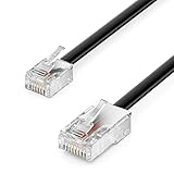 deleyCON 1m Telefonkabel RJ11 auf RJ45 Modularkabel Flachkabel RJ11 Stecker zu RJ45 Netzwerk Stecker Telefondose Modem Router Fax ISDN DSL VDSL Internet Schwarz