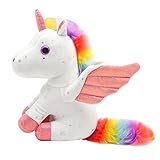 Heionia Einhorn Kuscheltier Plüsch Regenbogen Einhorn Plüschtier Einhorn Stofftier Plüsch Mädchen, 23CM(Weiß)