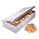 Räucherbox Gasgrill Edelstahl - Smokerbox für Gasgrill, Smoke Box Grill Räucherkasten Grillzubehör für Feinste Raucharomen - Silber