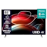 Hisense 85E6KT 215 cm (85 Zoll) Fernseher, 4K UHD, HDR, Dolby Vision, Triple Tuner DVB-C/S/ S2/ T/ T2, Smart-TV, Bluetooth, WiFi, Alexa Built-In, DTS Virtual X, Hotel Mode, Schwarz