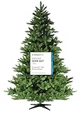 RS Trade HXT 19001 Spessarttanne 100% PVC 150 cm künstlicher Weihnachtsbaum (Ø ca. 105 cm) 872 Spitzen und Schnellaufbau Klappsystem, schwer entflammbar, unechter Tannenbaum inkl. Christbaum Ständer