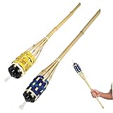 Abaodam 2Stücke Handgefertigte Bambusbrenner Dekorative Gartenfackeln Für Außenbereich Langlebige Öllampe Für Terrasse Und Garten Für Feiern Zufällige Farben