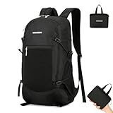 A-QMZL Wanderrucksack Herren Damen 40L Wasserdichter Rucksack Leicht Faltbarer Reiserucksack Licht Trekkingrucksack Für Radfahren, Klettern, Bergsteigen und Outdoor Reisen Camping Wandern (schwarz)