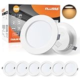 ALUSSO® LED Einbaustrahler 230V Ultra Flach 9W 690LM LED Spots Badezimmer, 3000K Warmweiß Deckenspots IP44 Einbauleuchten für Wohnzimmer Küche, Durchmesser 145MM, Lochmaß 120-130MM, 6er Set