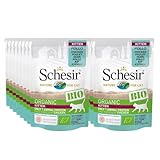 Schesir Cat Bio Kitten Monoprotein Huhn, Katzenfutter nass für Kätzchen, 16 Beutel x 85 g