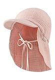 Sterntaler Schirmmütze Nacken Musselin - Mädchen Mütze aus Baumwoll Musselin (Bio) - UV-Schutz 50+ Sonnenhut mit Nackenschutz - Baby- und Kinder Sommer Kopfbedeckung zum Binden - staubrosa, Größe 53