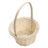 Rattan Basket with Handle, Blumenkorb Hochzeit, Blumenmädchen Korb, Rattan Basket Hochzeit Streukorb Blumenmädchen Körbchen Handgeflochtener Blumenkorb Blumenkinder Für Hochzeit Garten Deko