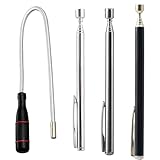 4 Stück Stabmagnet, stabmagnet, Teleskopmagnet Werkzeug für Werkstatt und Haushalt, Magnetstab mit flexibler Länge, Ideal zum Aufnehmen von Metallteilen
